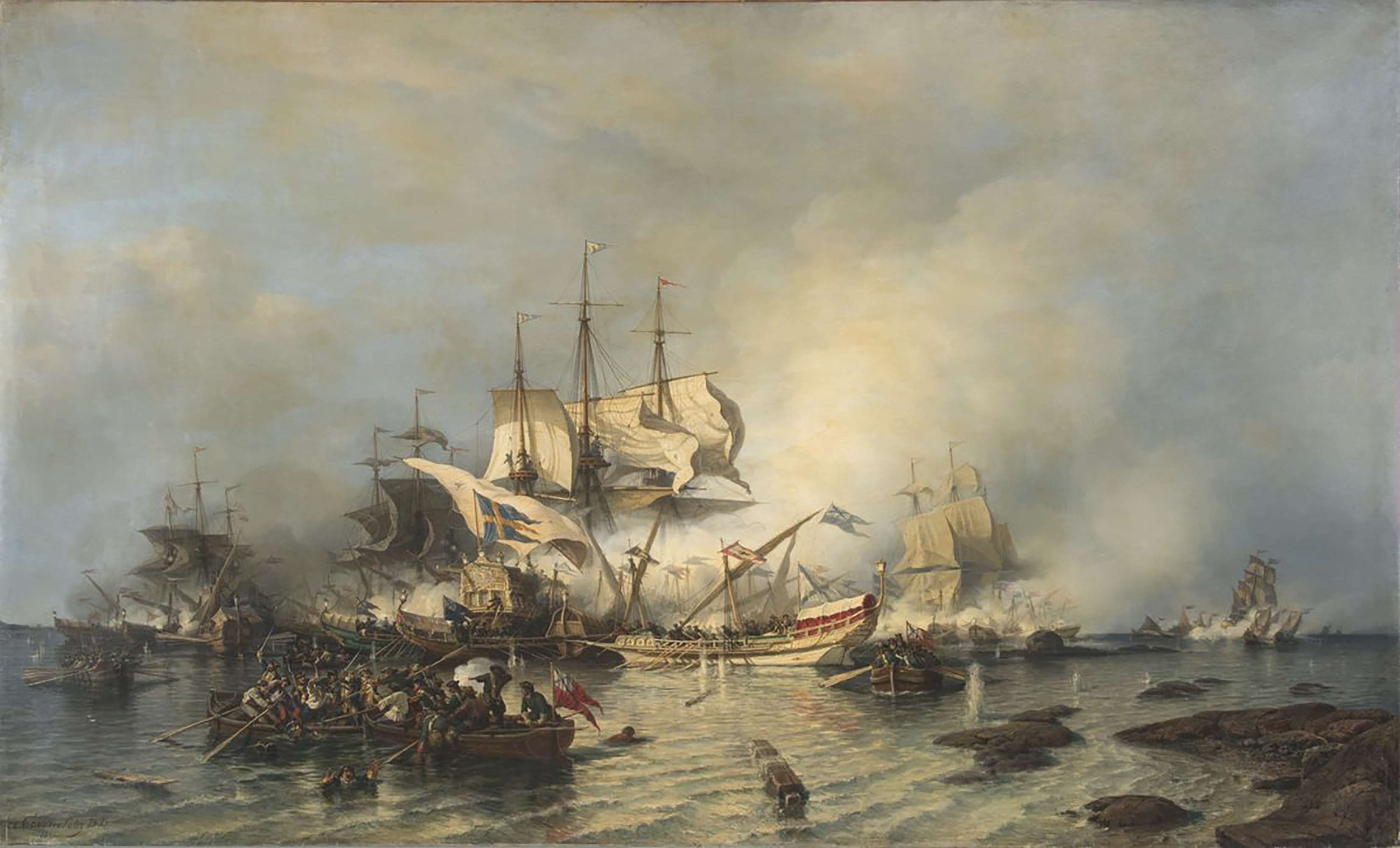 Шведская эскадра. Боголюбов Гренгамское сражение. Гренгамское сражение 27 июля 1720 года. Сражение при Гренгаме 1720. Битва у острова Гренгам 1720.