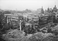Destroyed Taschenbergpalais at 1951 view from the former fashion house Möbius in Wilsdruffer Straße